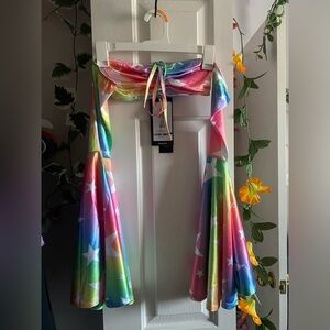 Club Exx Bell Sleeve Rainbow Top Sz Xsmall